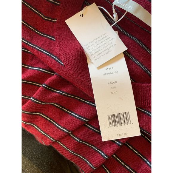 Vince Striped Holiday Sweater Wool Cashmere NEW - Picture 3 of 3